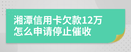 湘潭信用卡欠款12万怎么申请停止催收