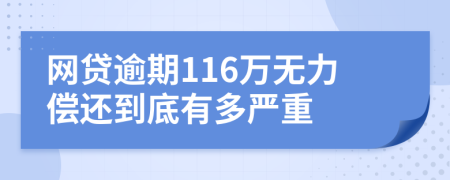 网贷逾期116万无力偿还到底有多严重