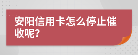 安阳信用卡怎么停止催收呢？