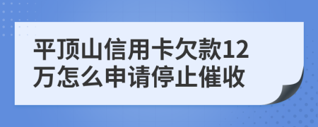 平顶山信用卡欠款12万怎么申请停止催收