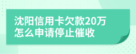 沈阳信用卡欠款20万怎么申请停止催收