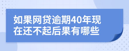 如果网贷逾期40年现在还不起后果有哪些