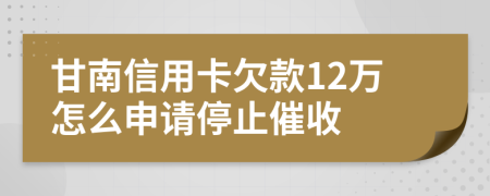 甘南信用卡欠款12万怎么申请停止催收