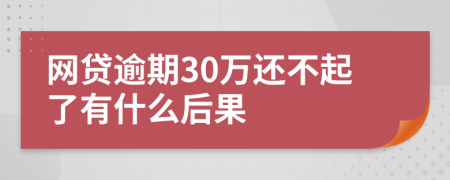 网贷逾期30万还不起了有什么后果