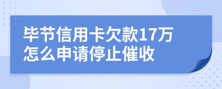 毕节信用卡欠款17万怎么申请停止催收