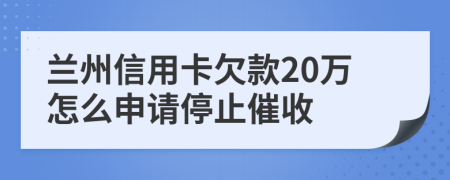 兰州信用卡欠款20万怎么申请停止催收