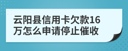 云阳县信用卡欠款16万怎么申请停止催收