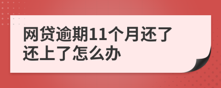 网贷逾期11个月还了还上了怎么办