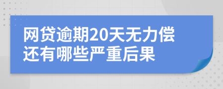 网贷逾期20天无力偿还有哪些严重后果