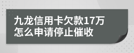 九龙信用卡欠款17万怎么申请停止催收