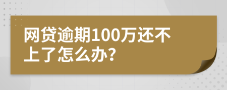 网贷逾期100万还不上了怎么办？