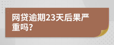 网贷逾期23天后果严重吗？