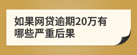 如果网贷逾期20万有哪些严重后果