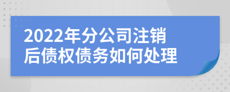 2022年分公司注销后债权债务如何处理