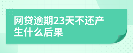 网贷逾期23天不还产生什么后果