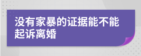 没有家暴的证据能不能起诉离婚