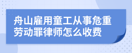 舟山雇用童工从事危重劳动罪律师怎么收费