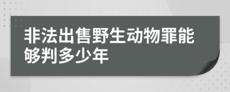 非法出售野生动物罪能够判多少年