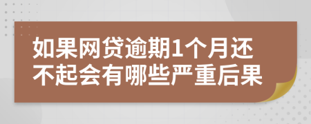 如果网贷逾期1个月还不起会有哪些严重后果