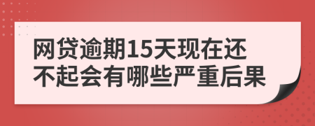 网贷逾期15天现在还不起会有哪些严重后果