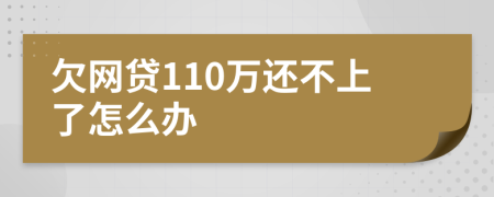 欠网贷110万还不上了怎么办