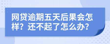 网贷逾期五天后果会怎样？还不起了怎么办？