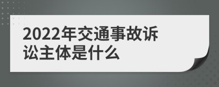 2022年交通事故诉讼主体是什么