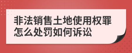 非法销售土地使用权罪怎么处罚如何诉讼