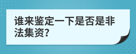 谁来鉴定一下是否是非法集资？