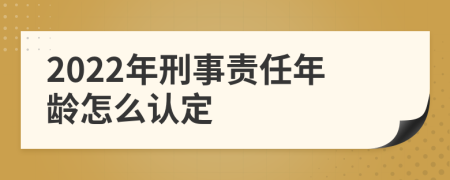2022年刑事责任年龄怎么认定