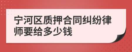 宁河区质押合同纠纷律师要给多少钱