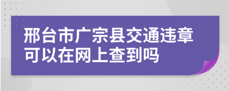 邢台市广宗县交通违章可以在网上查到吗