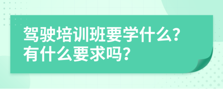 驾驶培训班要学什么？有什么要求吗？