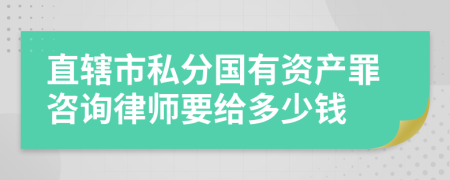 直辖市私分国有资产罪咨询律师要给多少钱