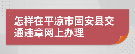 怎样在平凉市固安县交通违章网上办理