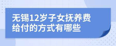 无锡12岁子女抚养费给付的方式有哪些