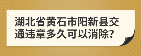 湖北省黄石市阳新县交通违章多久可以消除？