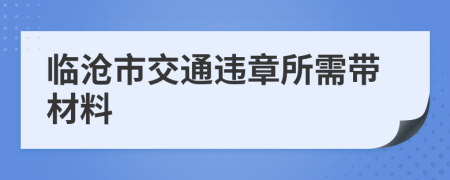 临沧市交通违章所需带材料