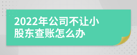 2022年公司不让小股东查账怎么办