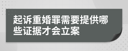 起诉重婚罪需要提供哪些证据才会立案