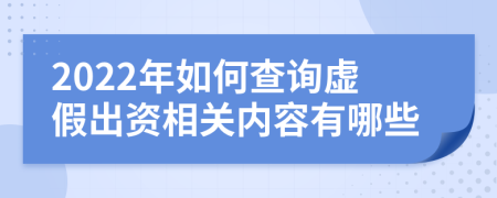 2022年如何查询虚假出资相关内容有哪些