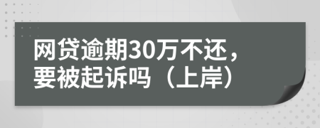 网贷逾期30万不还，要被起诉吗（上岸）