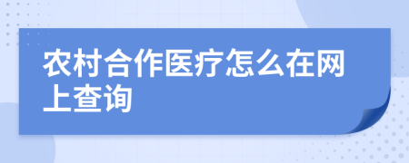 农村合作医疗怎么在网上查询