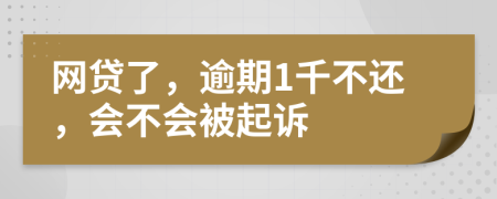 网贷了，逾期1千不还，会不会被起诉