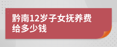 黔南12岁子女抚养费给多少钱