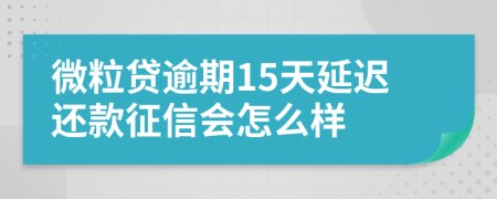 微粒贷逾期15天延迟还款征信会怎么样