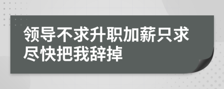 领导不求升职加薪只求尽快把我辞掉