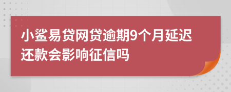 小鲨易贷网贷逾期9个月延迟还款会影响征信吗