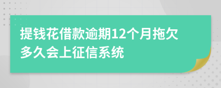 提钱花借款逾期12个月拖欠多久会上征信系统