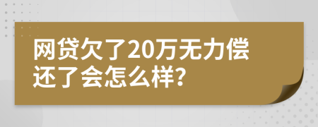 网贷欠了20万无力偿还了会怎么样？
